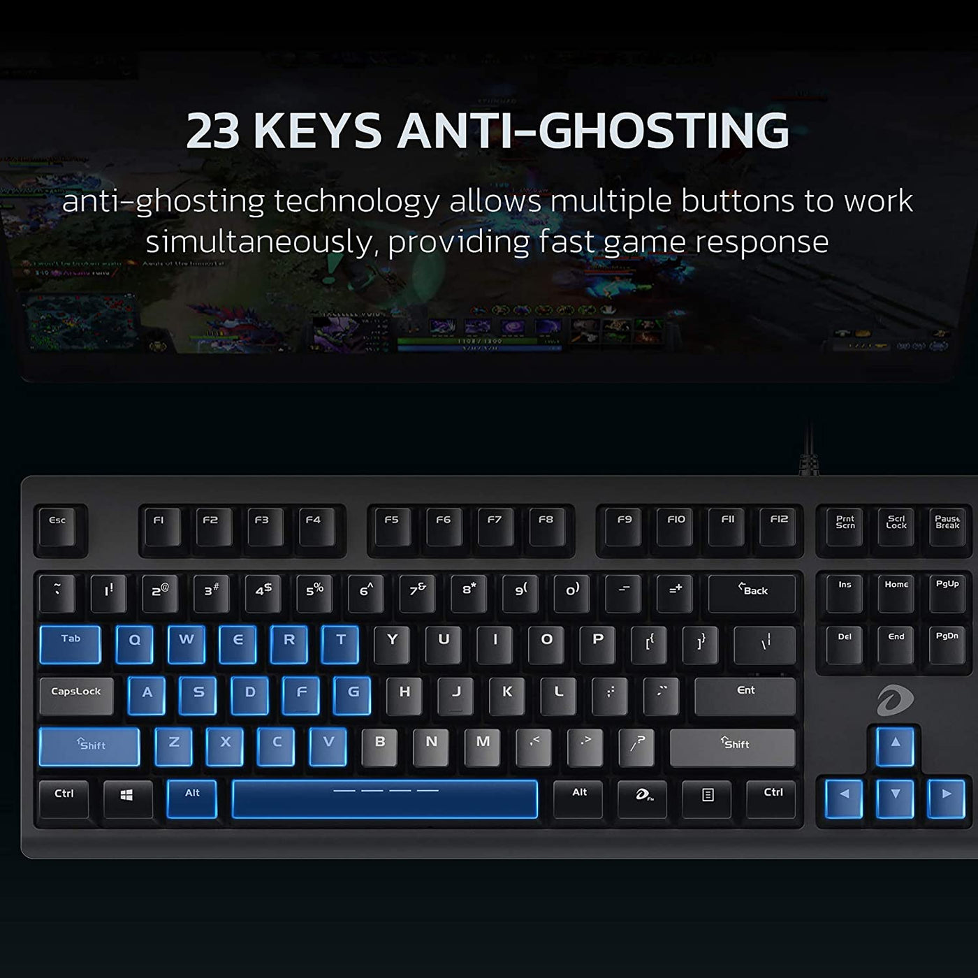 DAREU LK135 Water-Resistant Quiet Wired Blue LED Backlit Mechanical Feeling Keyboard Black - DAREU Shop