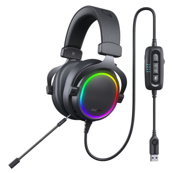 DAREU EH925s PRO Flowing RGB Backlit Noice Canceling Powerful Gaming Headset with DRS Lighting System, 7.1 Surround Sound and Magic Box Audio Controller - DAREU Shop