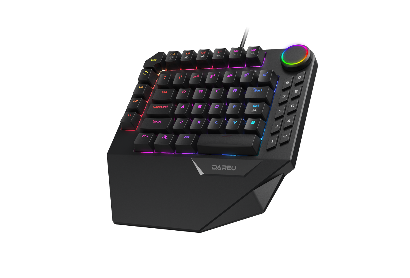 DAREU EK828 Single-Hand 50-Key RGB Rainbow Backlit Mini Size Mechanical Gaming Keyboard Black - DAREU Shop