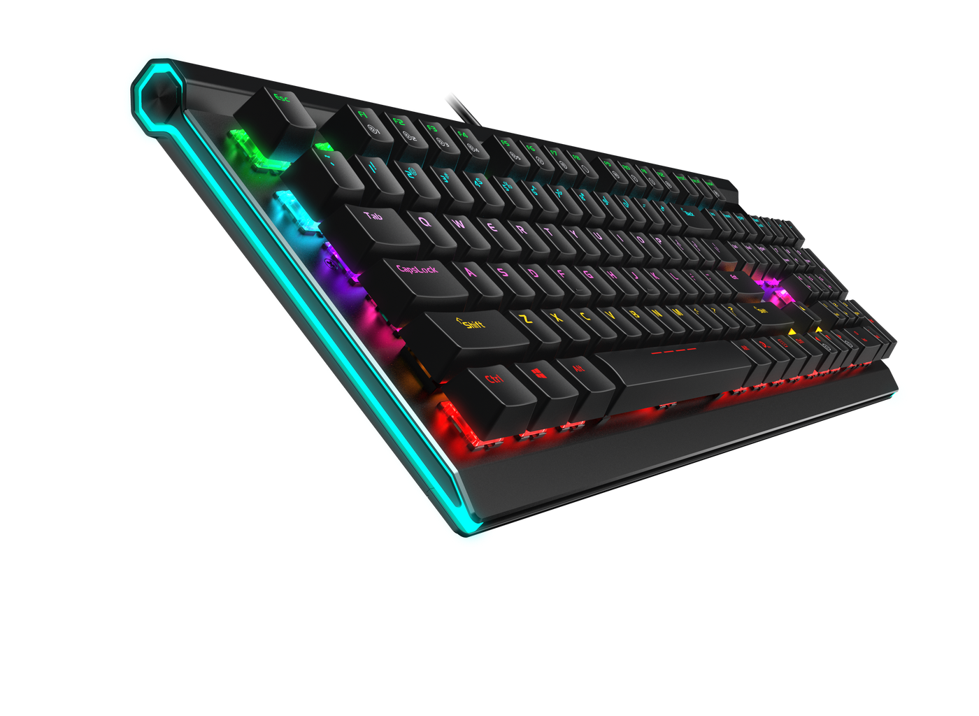 DAREU EK812 ELITE Rainbow Backlit Wired Full Size Mechanical Gaming Keyboard with N-Key Rollover and Ice Blue Strip Light Black - DAREU Shop